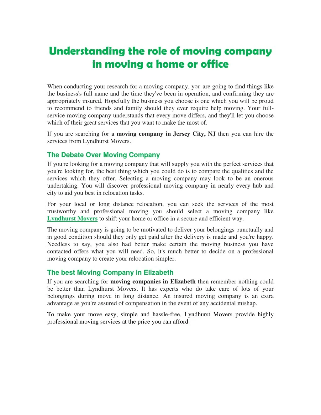 understanding the role of moving company