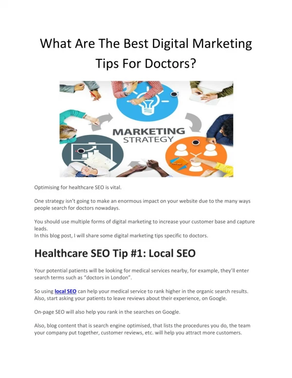 What Are The Best Digital Marketing Tips For Doctors