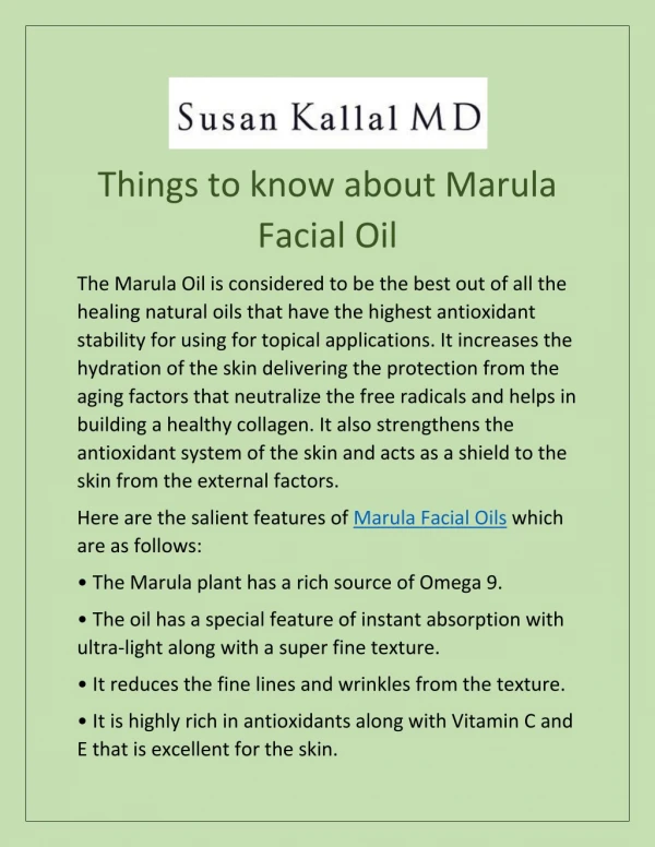 Things to know about Marula Facial Oil