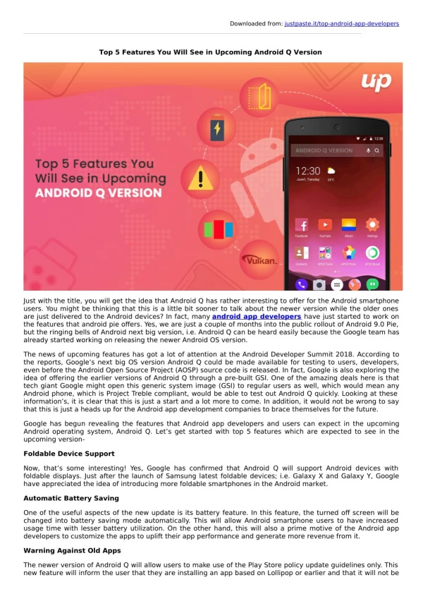 Android Q Version is expected To Bring Some Awesome Features