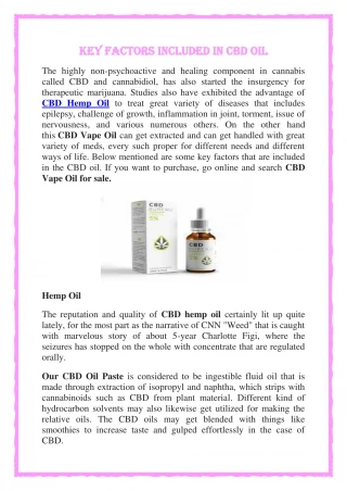 Key factors included in CBD oil - slide 1