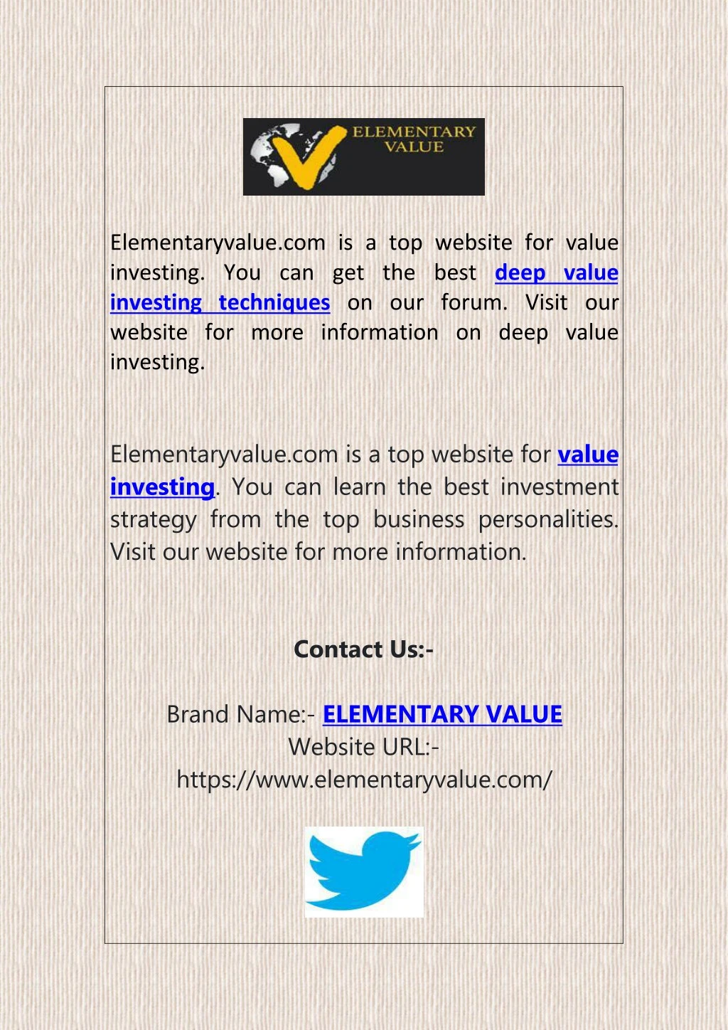 elementaryvalue com is a top website for value