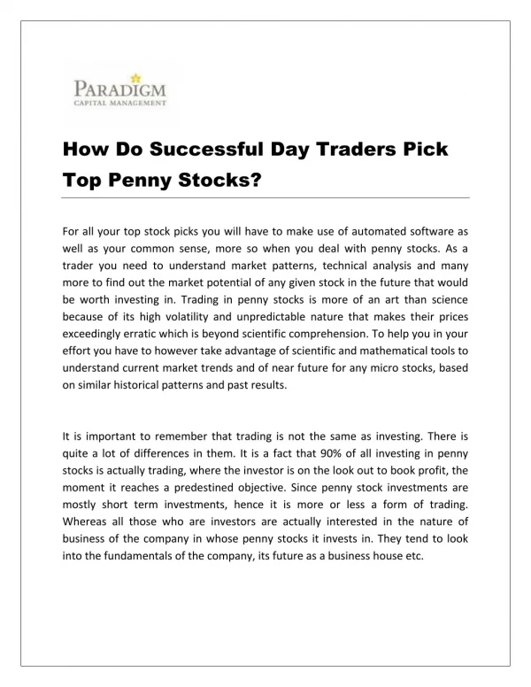 How Do Successful Day Traders Pick Top Penny Stocks?