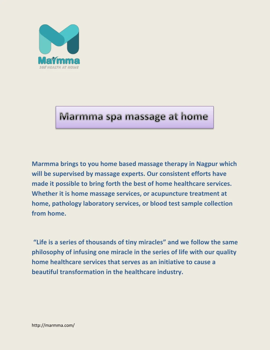 marmma brings to you home based massage therapy