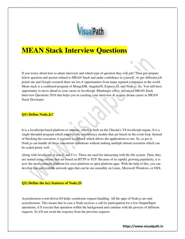 MEAN Stack Training | MEAN Stack Interview Question