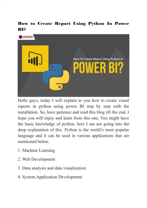 How to Create Report Using Python In Power BI?