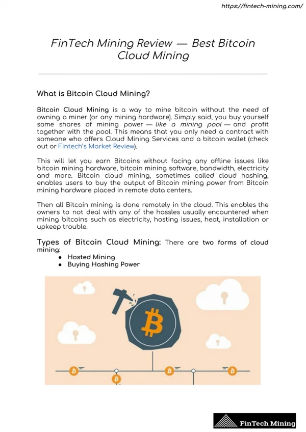 FinTech Mining Review — Best Bitcoin Cloud Mining