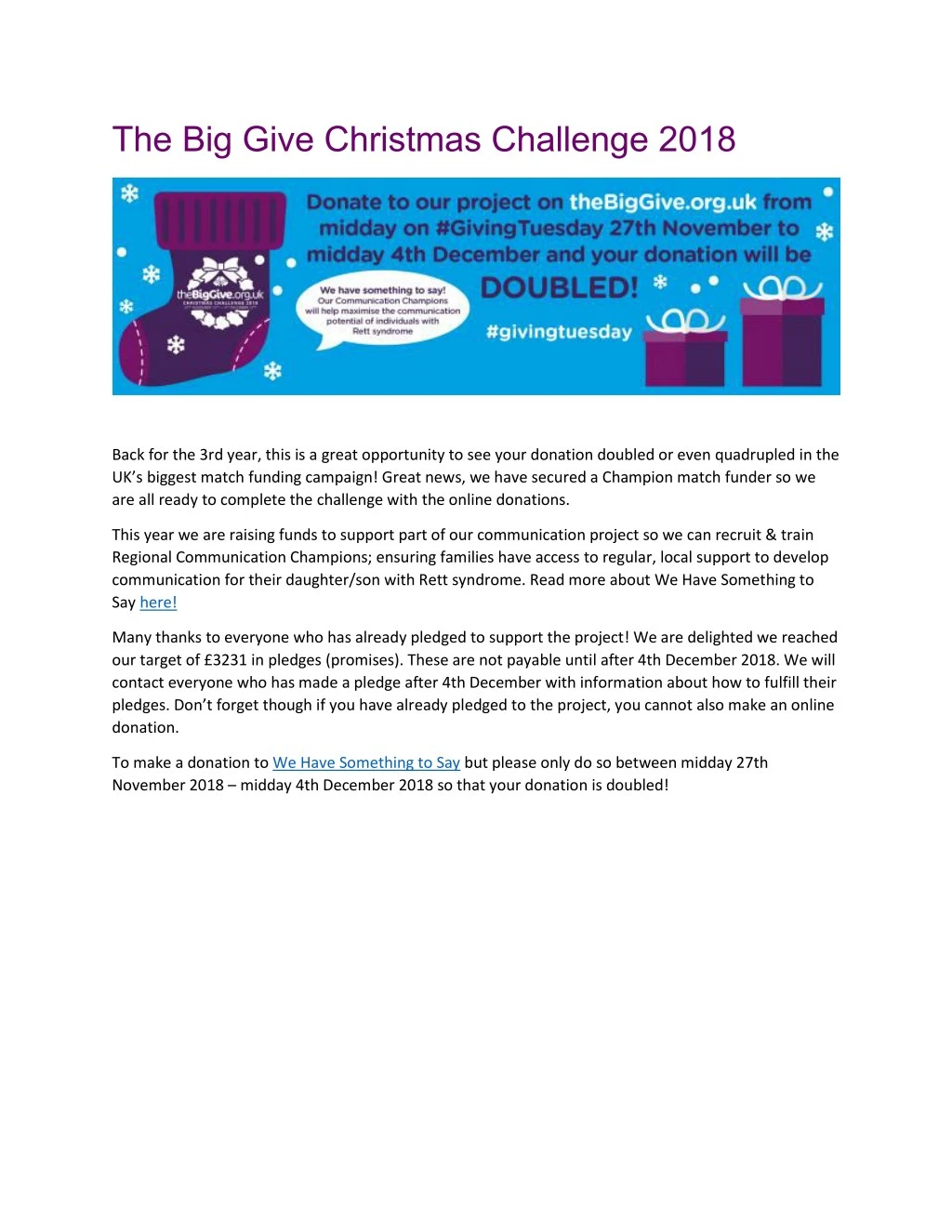 the big give christmas challenge 2018