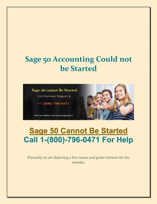 Sage 50 Couldn't Be Started: Dial 1-800-796-0471 for Help