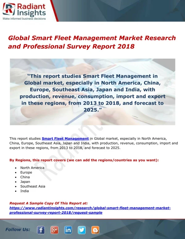 Global Smart Fleet Management Market Research and Professional Survey Report 2018