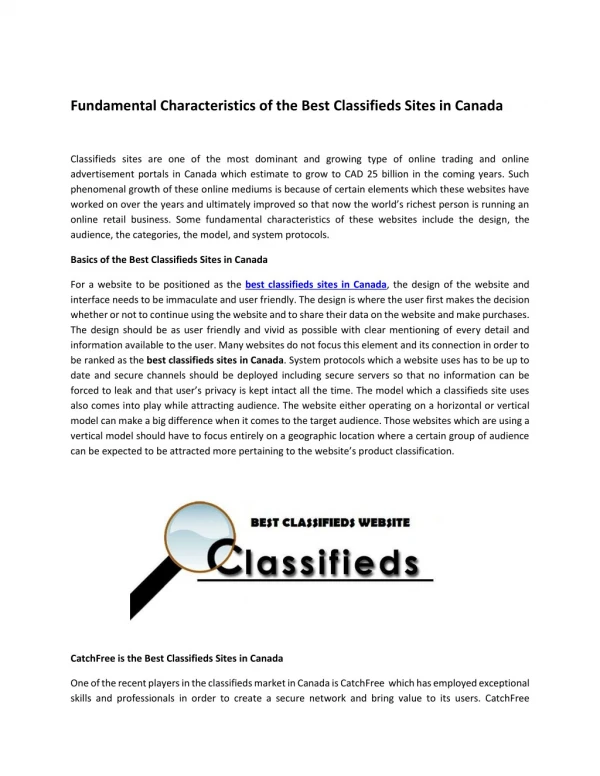 Fundamental Characteristics of the Best Classifieds Sites in Canada
