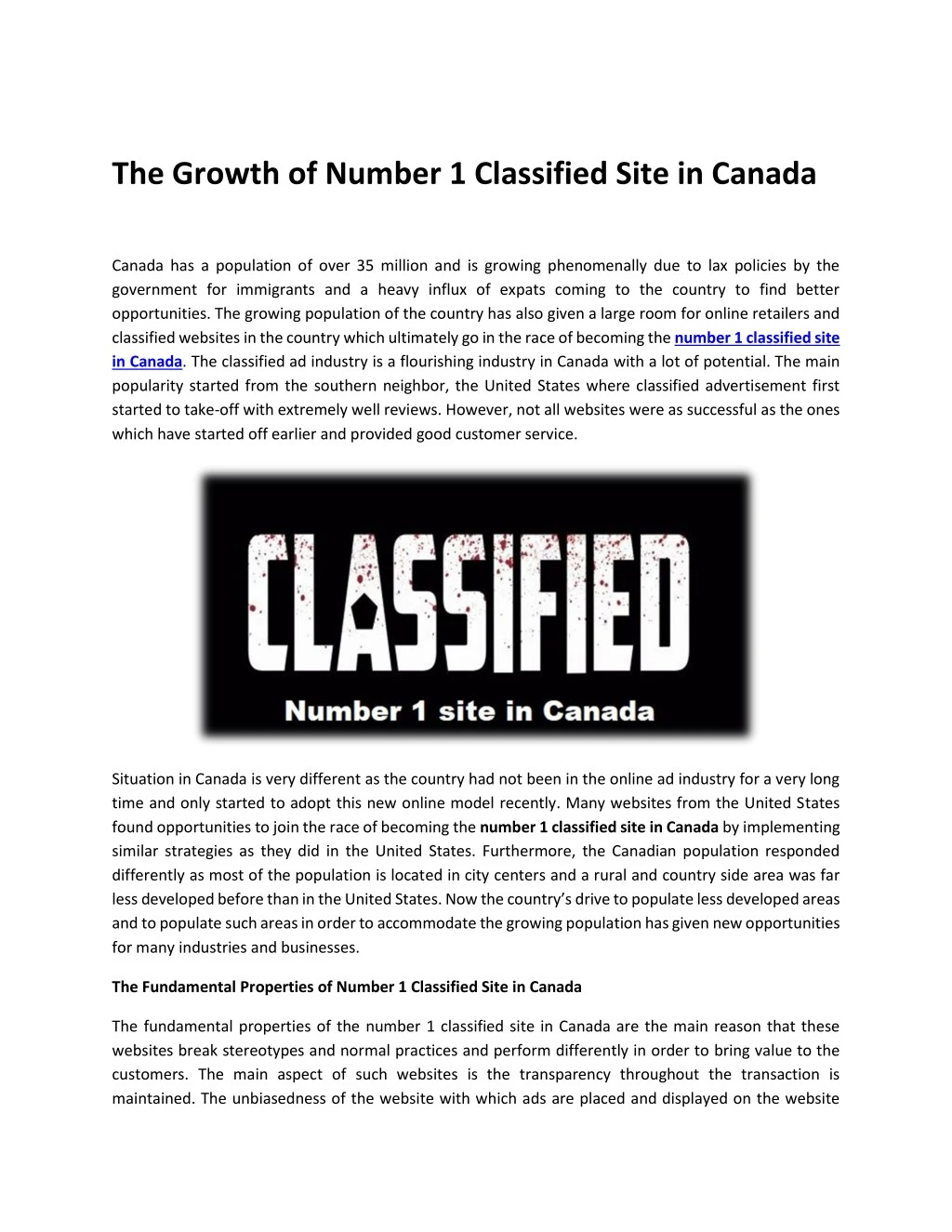 the growth of number 1 classified site in canada