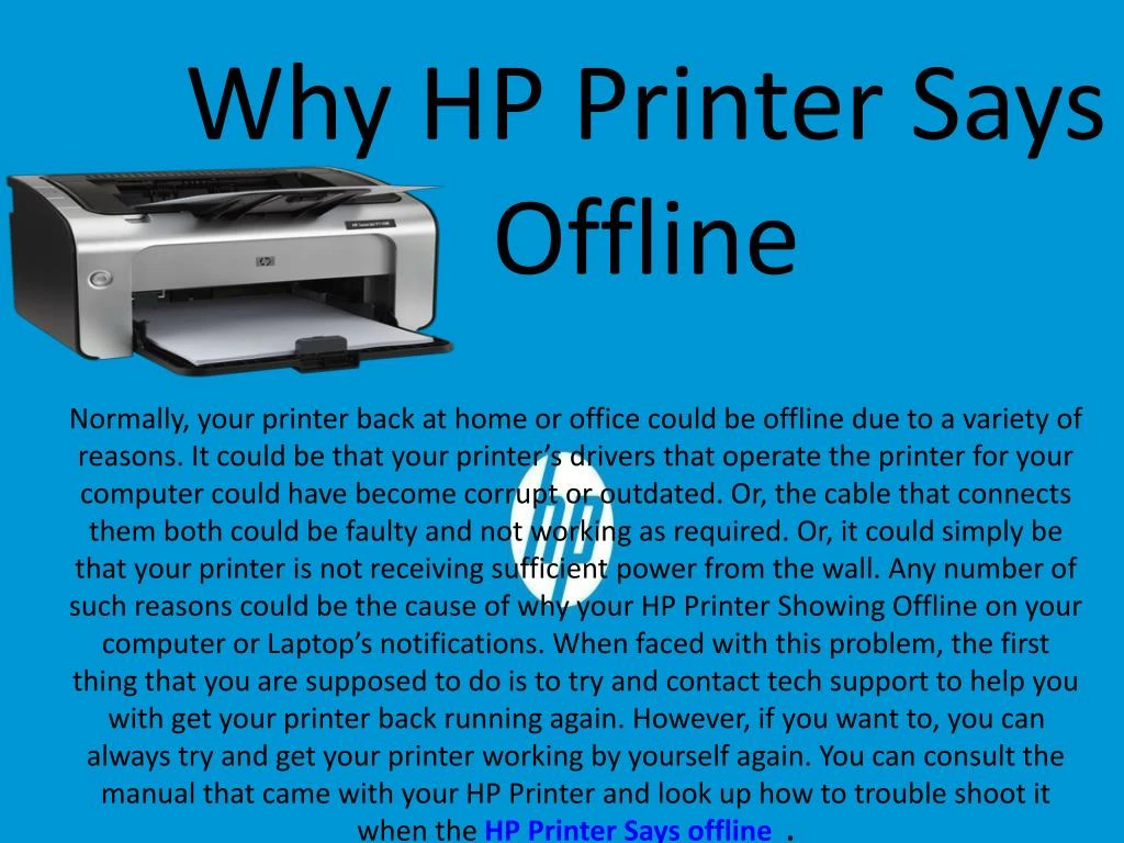 why hp printer says offline