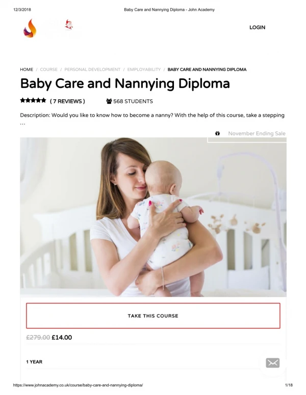 Baby Care and Nannying Diploma - John Academy