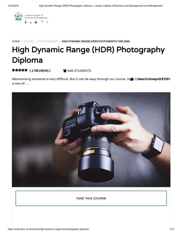 High Dynamic Range (HDR) Photography Diploma - LIBM