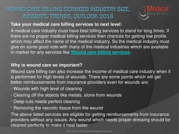 Wound Care Billing Services Industry Size, Insights, Trends, Outlook 2018