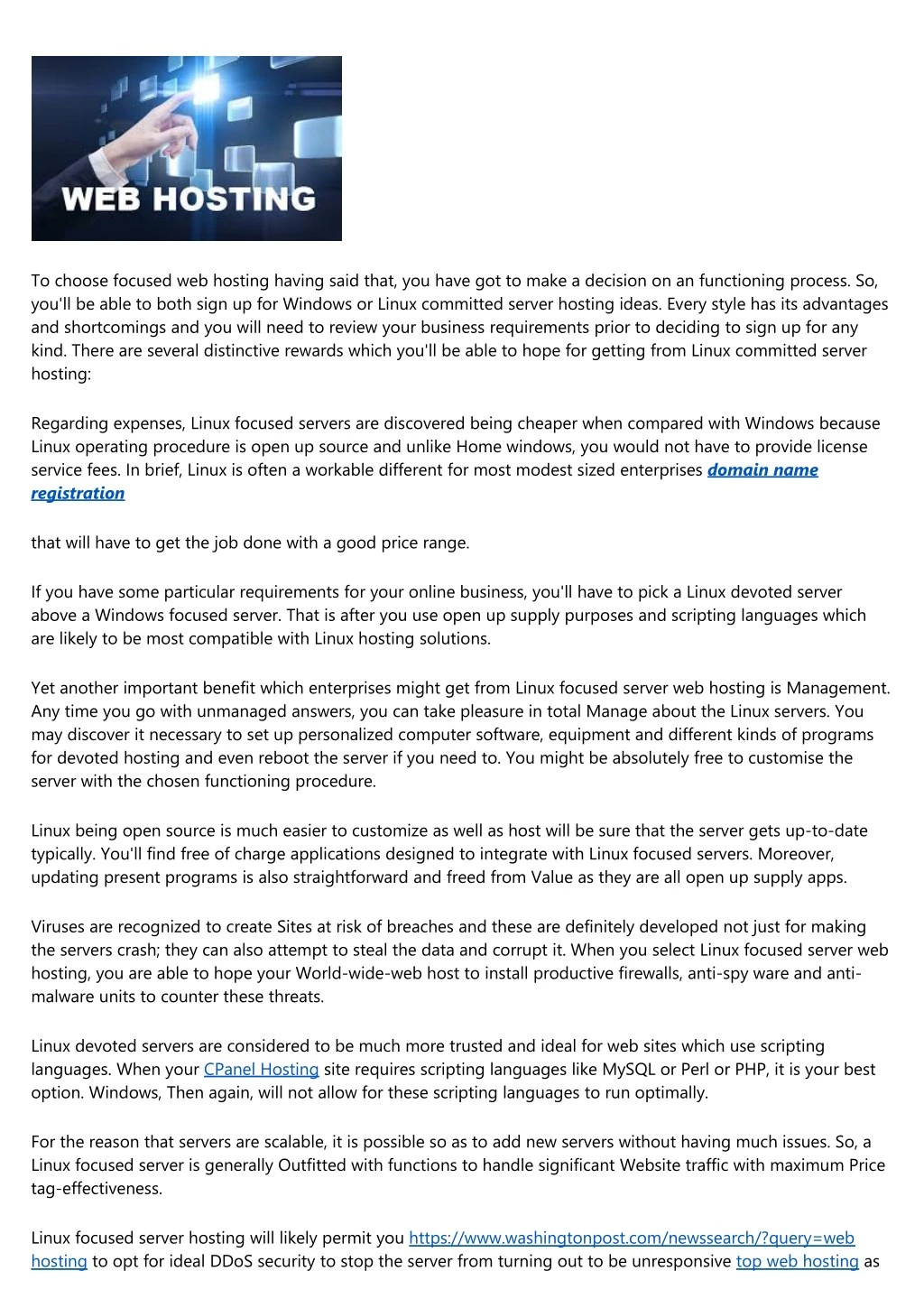 to choose focused web hosting having said that
