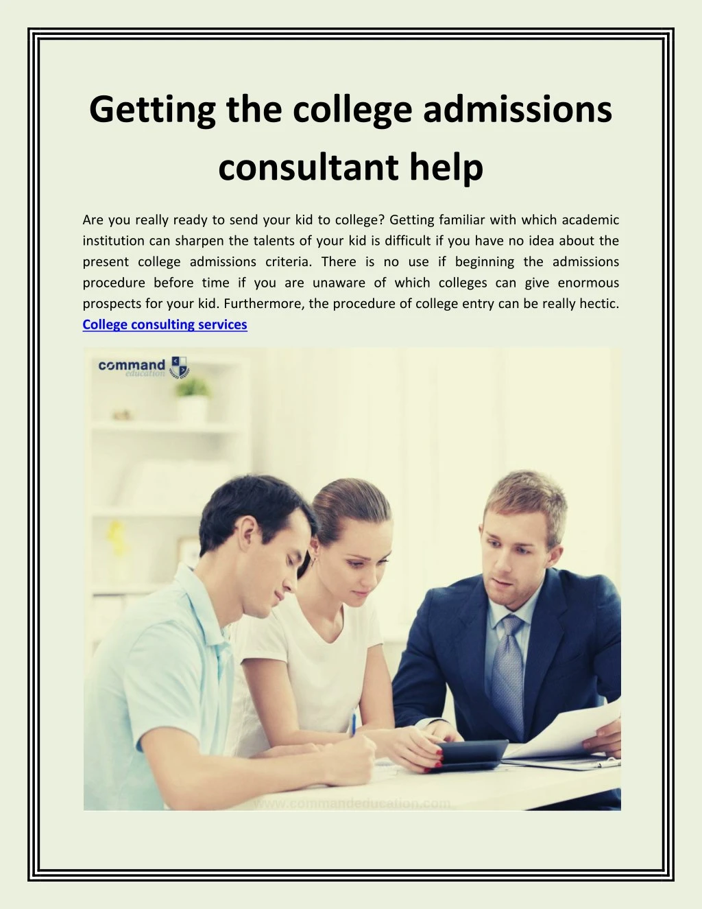 getting the college admissions consultant help