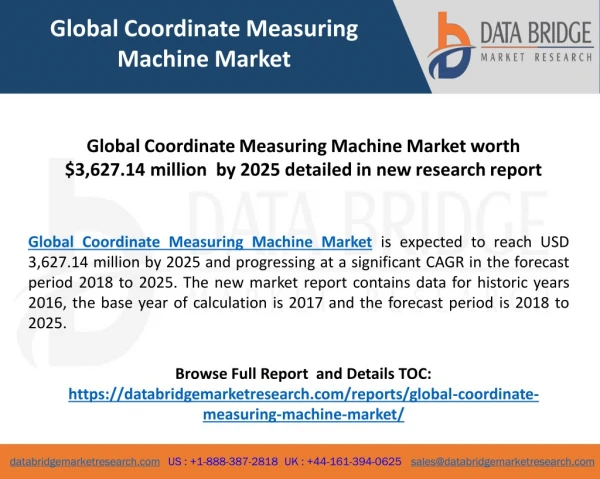 Global Coordinate Measuring Machine Market – Industry Trends and Forecast to 2025