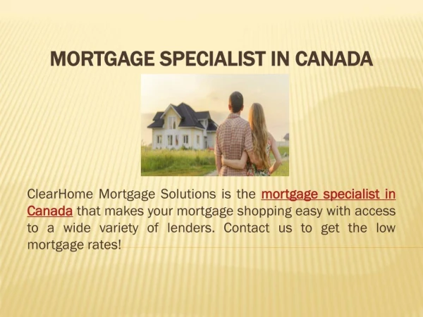 Mortgage Specialist in Canada
