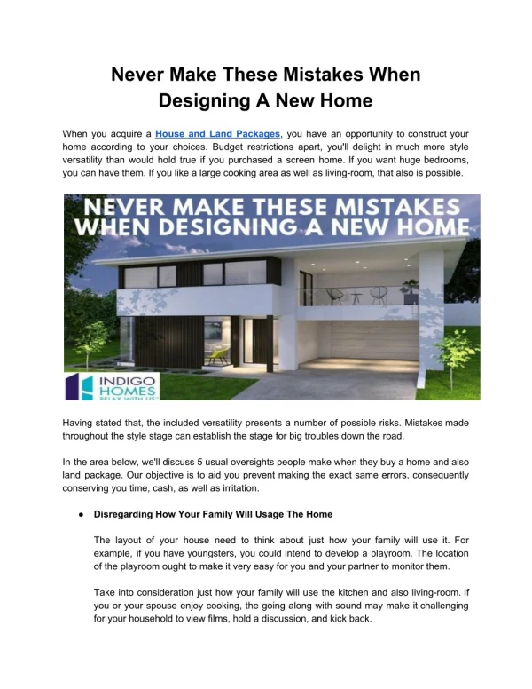 Never Make These Mistakes When Designing A New Home