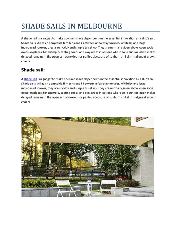 SHADE SAILS IN MELBOURNE