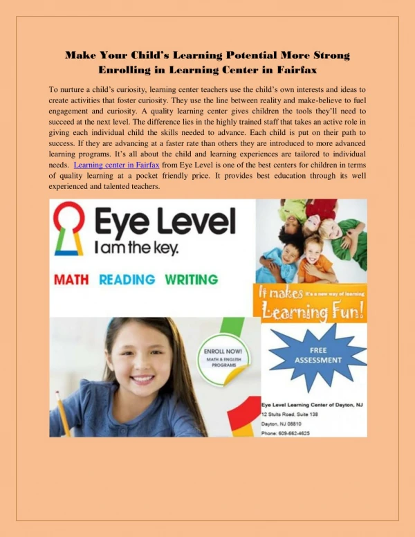 Make Your Child’s Learning Potential More Strong Enrolling in Learning Center in Fairfax