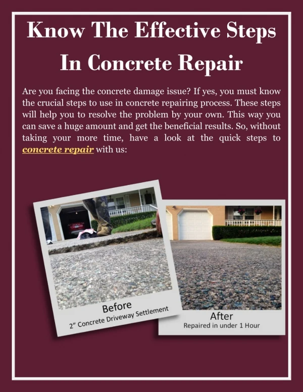 Know The Effective Steps In Concrete Repair
