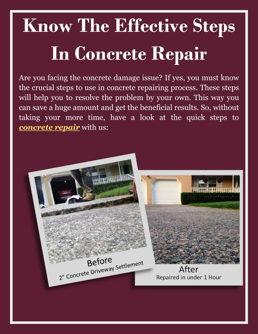 know the effective steps in concrete repair