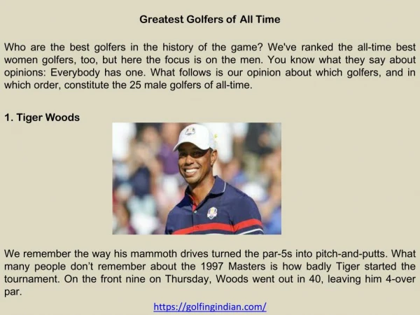 Some Greatest Golfers of All Time