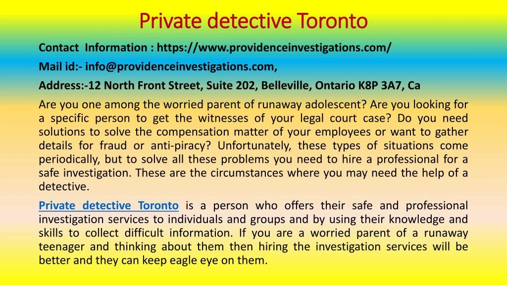 private detective toronto