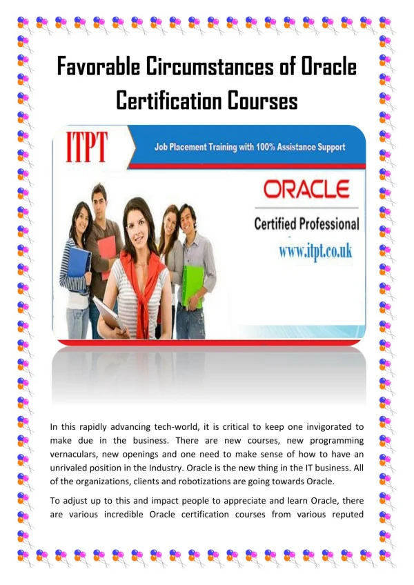 Favorable Circumstances of Oracle Certification Courses