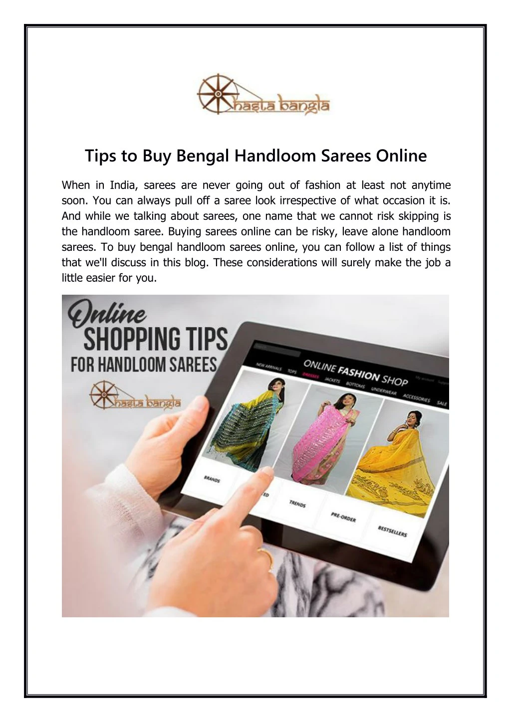 tips to buy bengal handloom sarees online