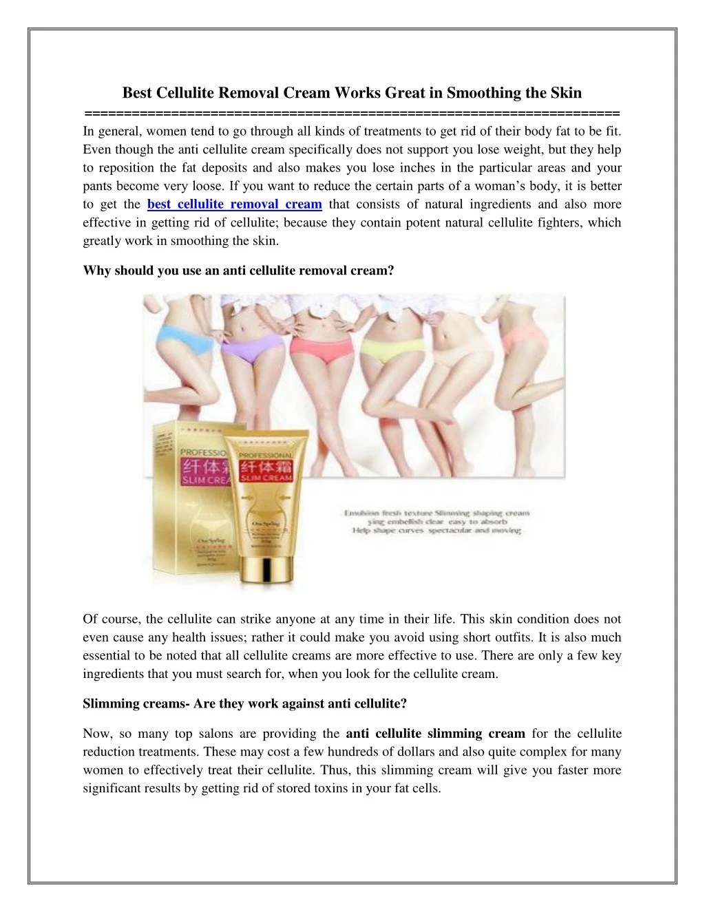 best cellulite removal cream works great