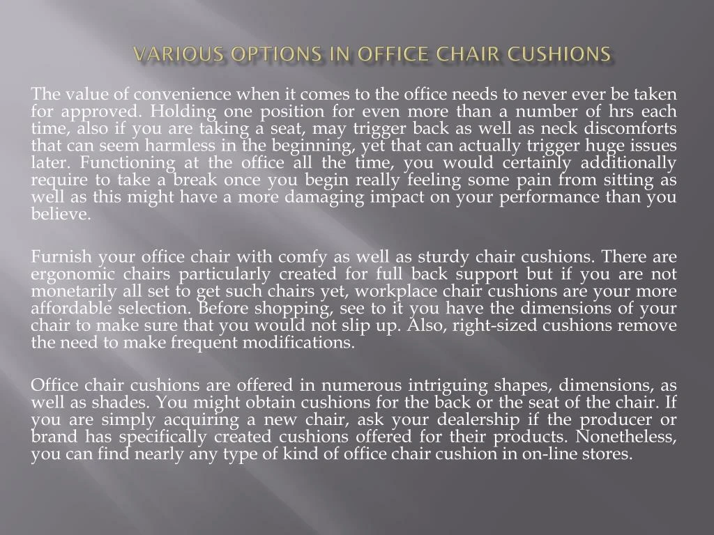 various options in office chair cushions