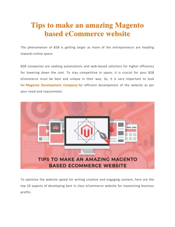 Tips to make an amazing Magento based eCommerce website