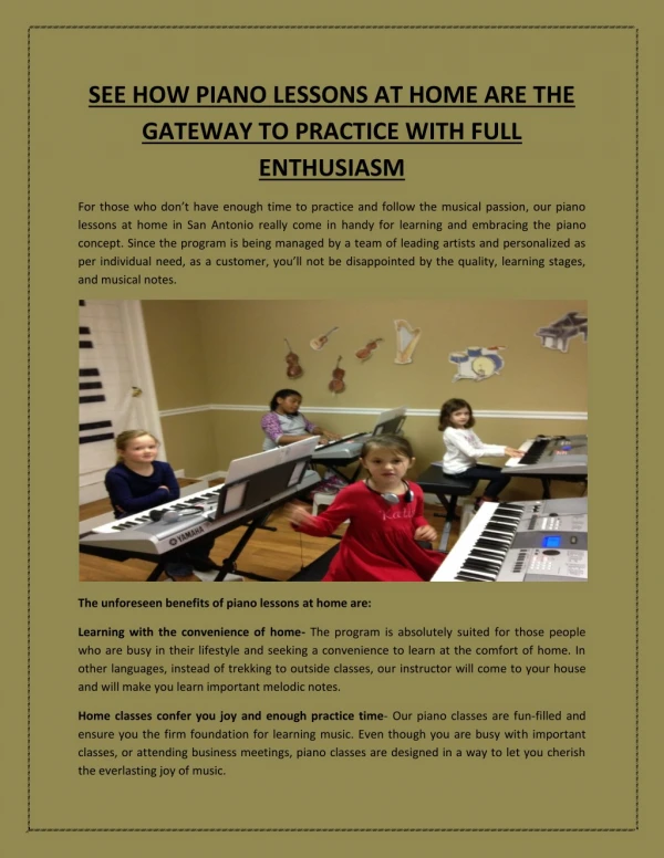 SEE HOW PIANO LESSONS AT HOME ARE THE GATEWAY TO PRACTICE WITH FULL ENTHUSIASM