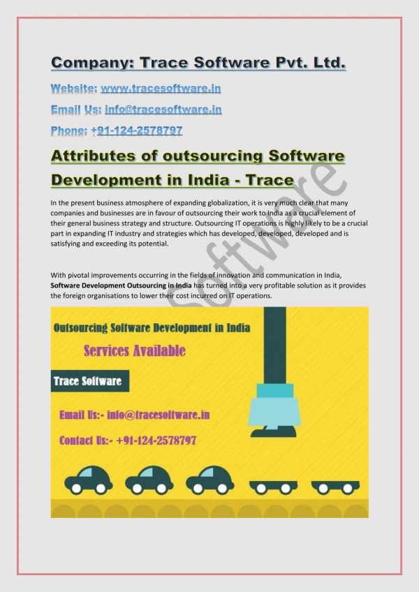 Attributes of outsourcing Software Development in india- Trace