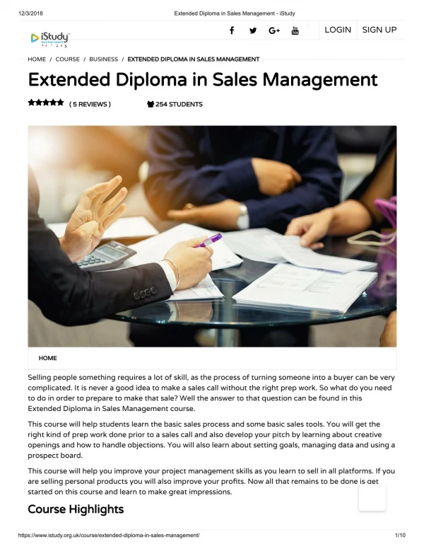 Extended Diploma in Sales Management - istudy