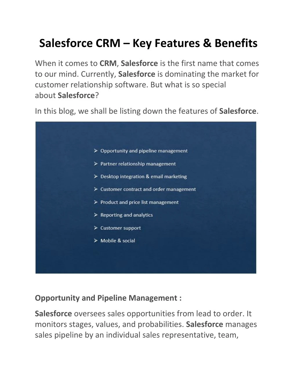 salesforce crm key features benefits