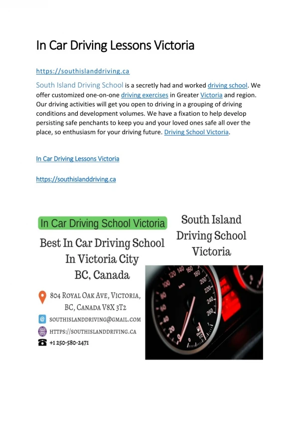 In Car Driving Lessons Victoria