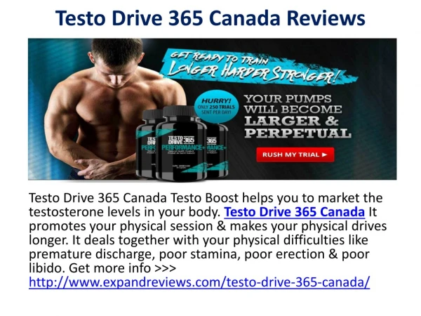 Testo Drive 365 Canada Reviews New Advanced Testosterone Boost Support?