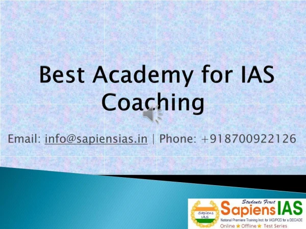 Best Academy for IAS Coaching