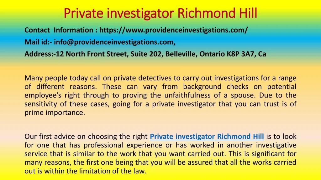 private investigator richmond hill