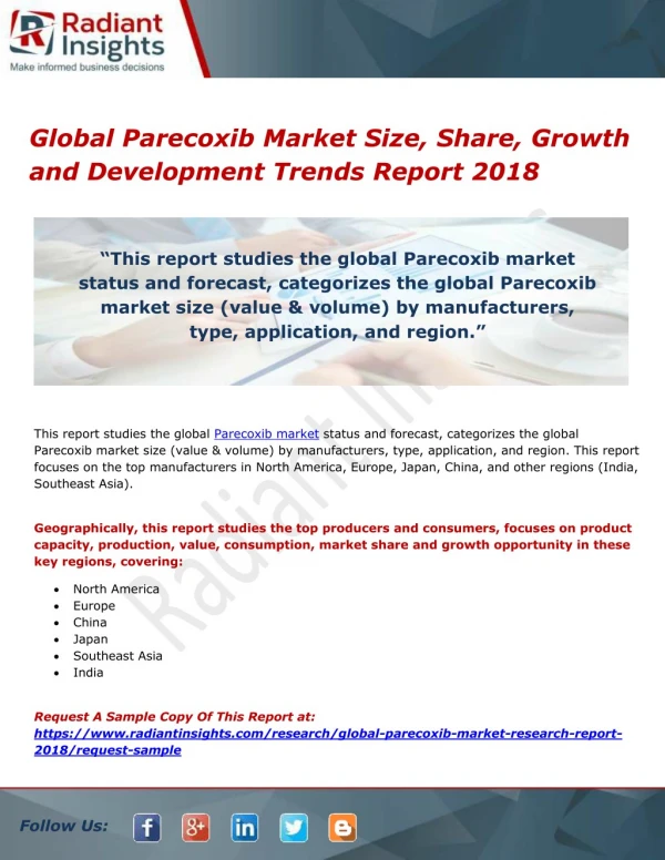 Global Parecoxib Market Size, Share, Growth and Development Trends Report 2018