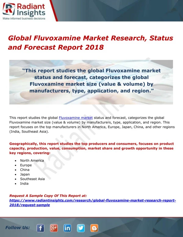 Global Fluvoxamine Market Research, Status and Forecast Report 2018