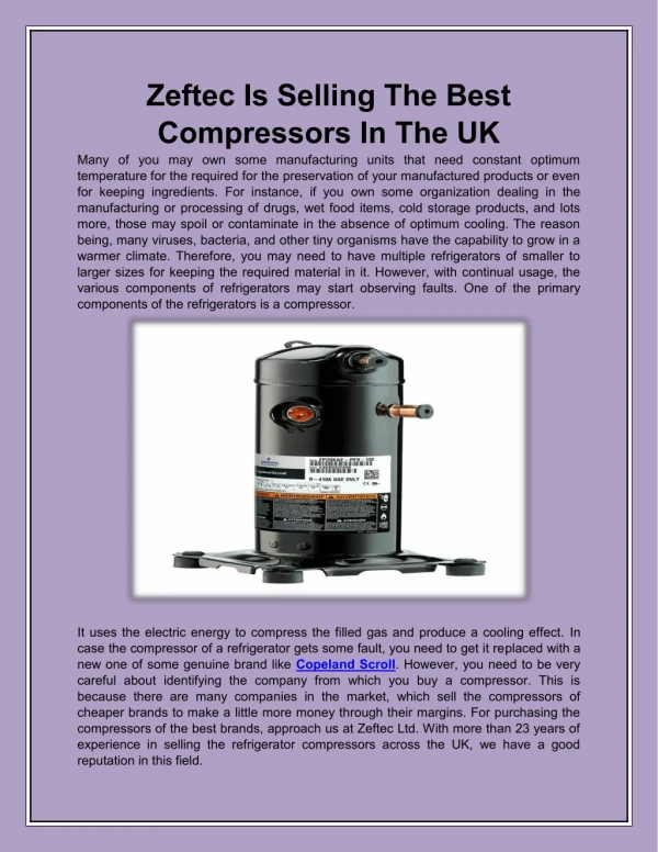 Zeftec Is Selling The Best Compressors In The UK