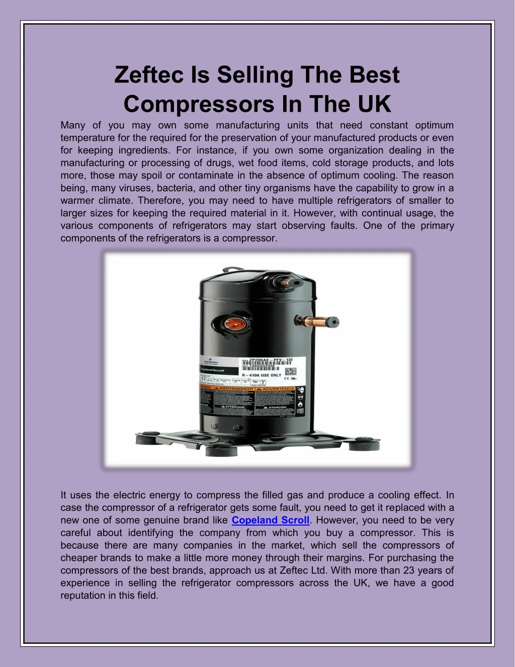 zeftec is selling the best compressors