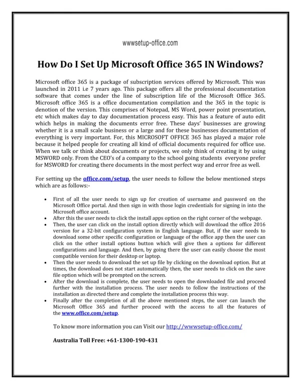 How Do I Set Up Microsoft Office 365 IN Windows?