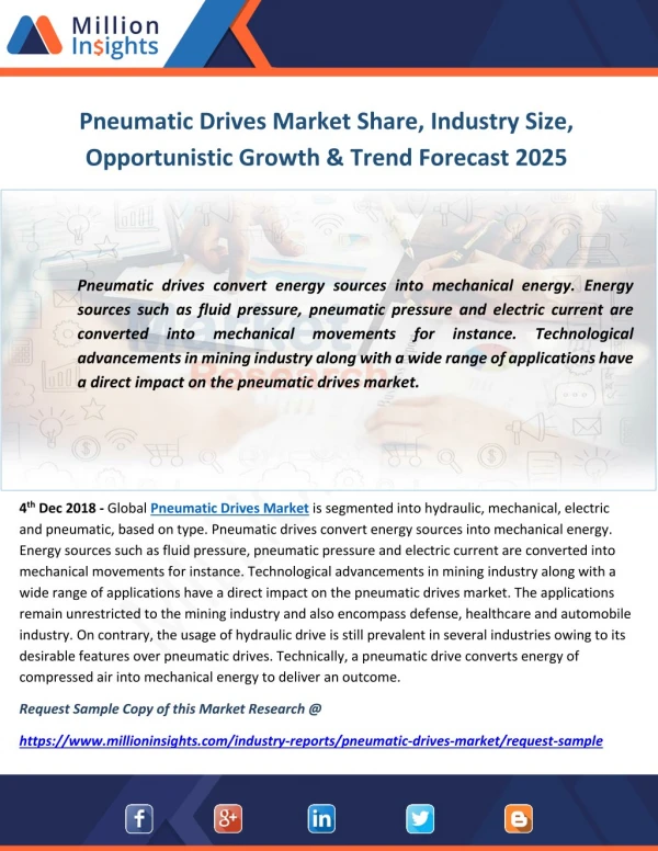 Pneumatic Drives Market Share, Industry Size, Opportunistic Growth & Trend Forecast 2025